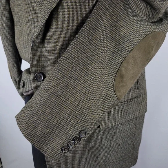 Stafford Essentials Men's Sport Coat Blazer Two Button Olive Wool Classic‎ 46R